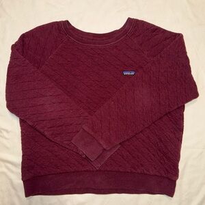 Patagonia Women's Maroon Quilted Crew Neck Sweater